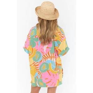 Show Me Your Mumu Camicia Donna Parker Button Down - Tessuto Spugna, Vestibilità Oversize, Maniche Corte, Colletto